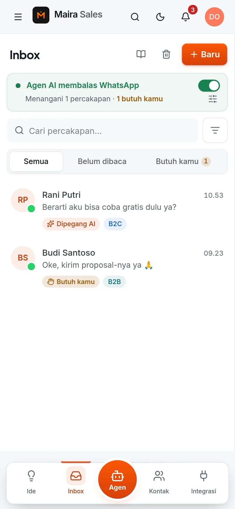 Inbox dengan otak penjualan