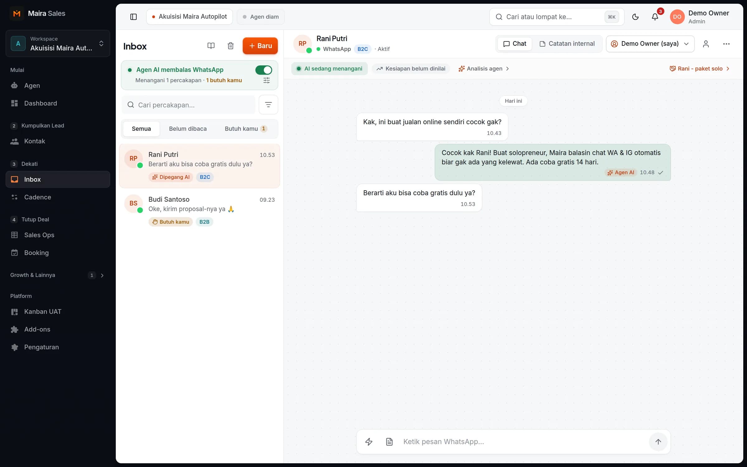 Inbox dengan otak penjualan
